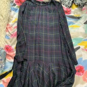 zara long sleeve mini plaid dress